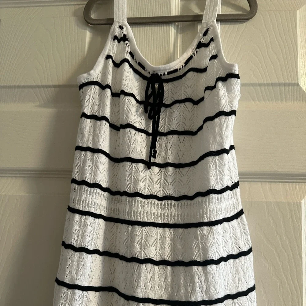Rare Editions Girls Black and White Crochet Style adress